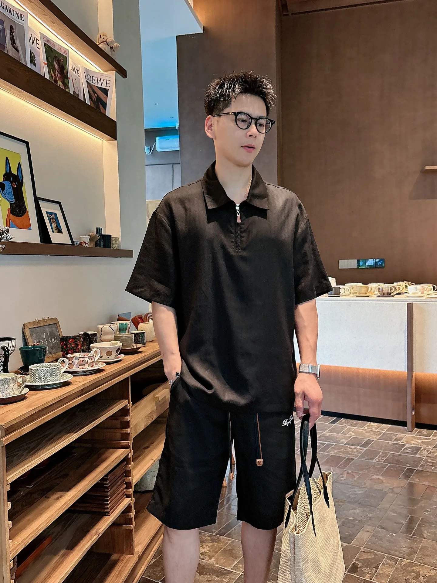 Tops and pants, minimalist aesthetics, Tencel and ramie short sleeves, cool upper body, sweat-absorbent and Breathable. Sizes:m~3x Color: Black White Card Color Beige Style Number: 5892+2816
